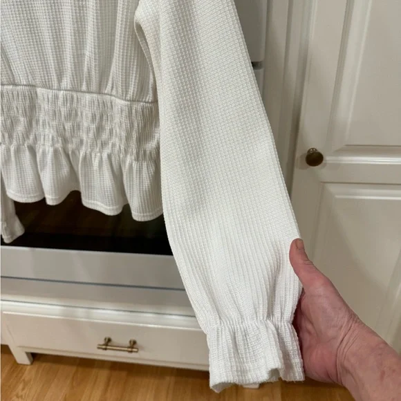 Paper Crane Thermal Waffle White Top - Picture 8 of 10